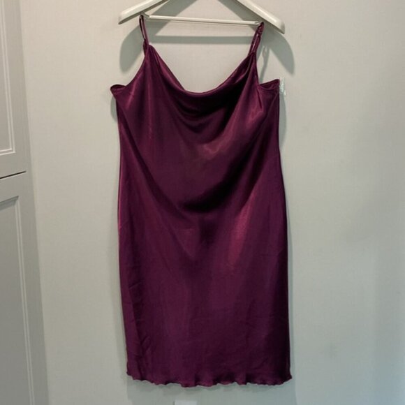 BEBE Satin Purple Cowl Neck Slip Midi Dress Size 2X - Picture 2 of 8